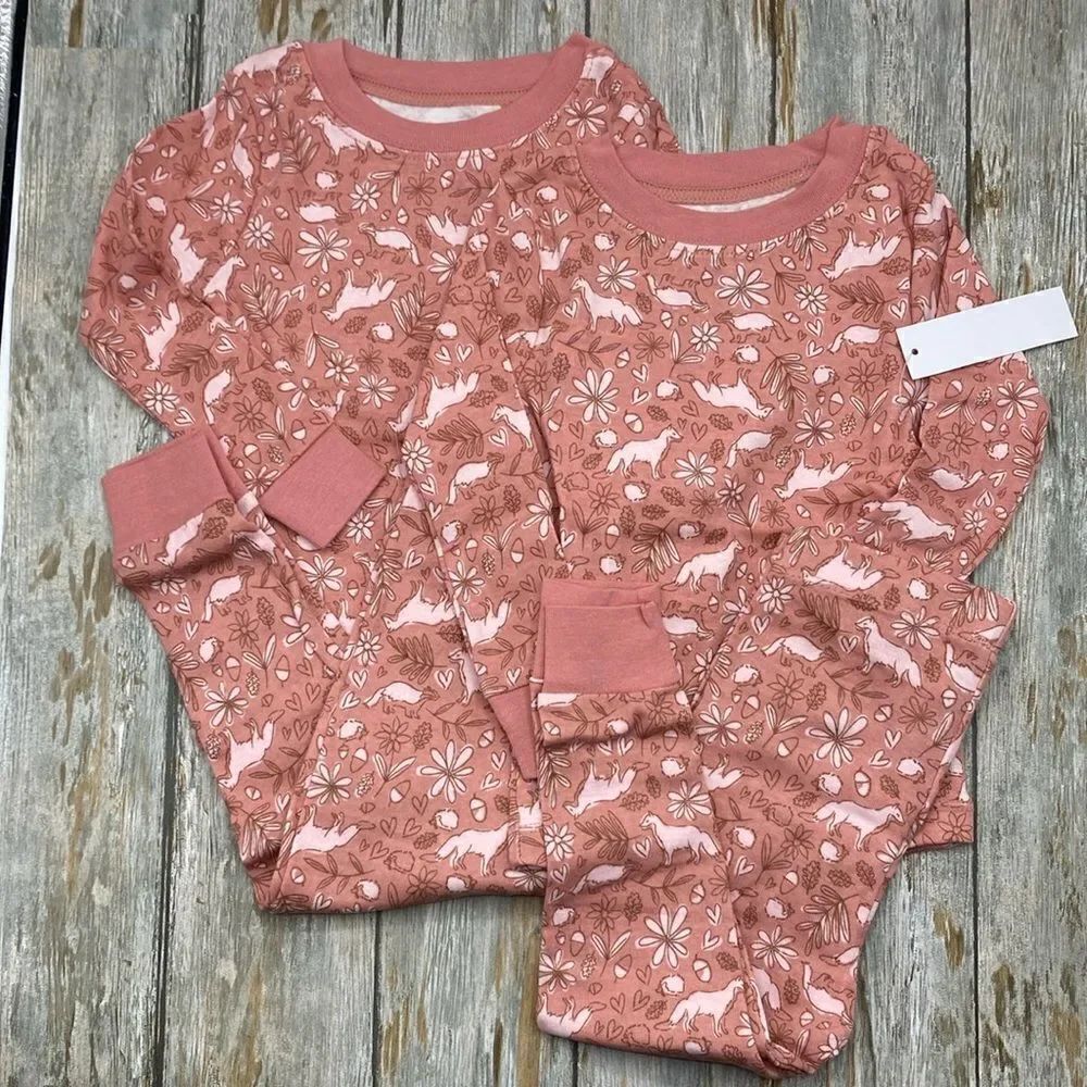 Baby Girl Cotton Long Sleeve Tight Fit Pajamas 2, 2-Piece Sets Size 18M